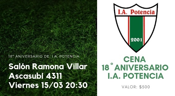 12.03.2019 Este viernes se celebrará la cena aniversario N°18 de nuestro club