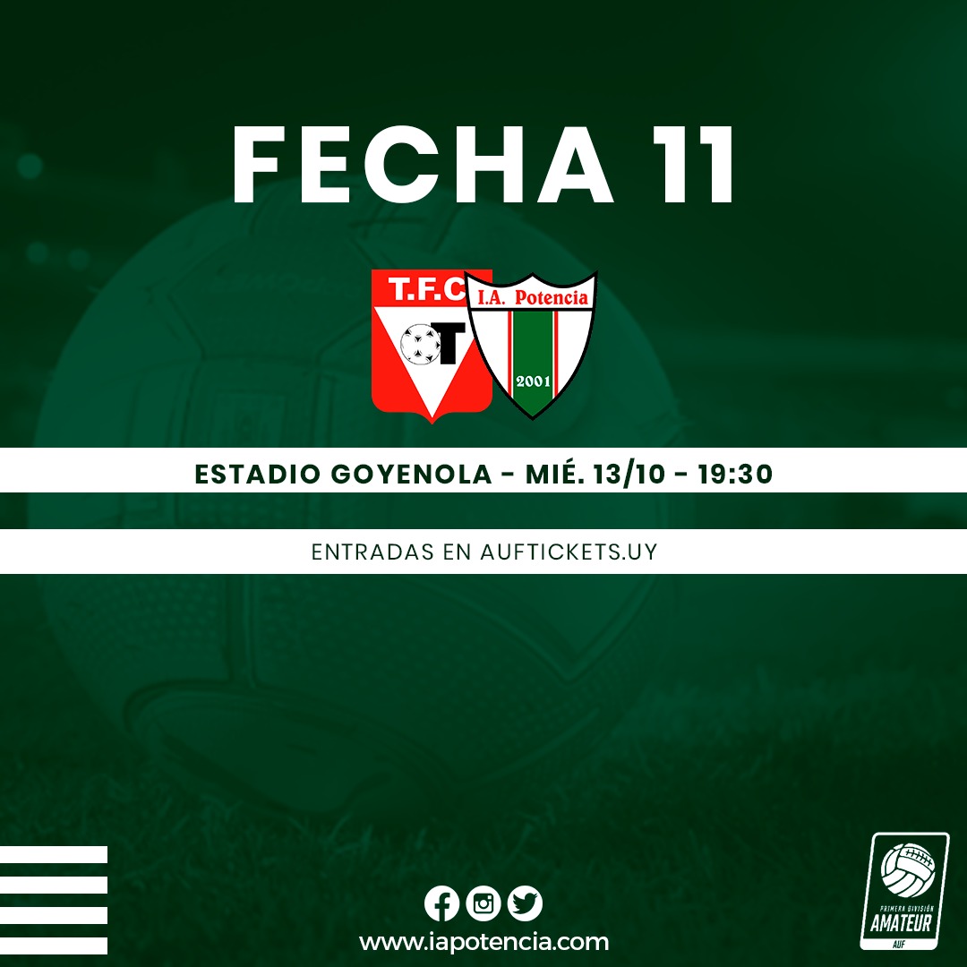 12.10.2021 Potencia visitará a Tacuarembó en el Estadio Goyenola.